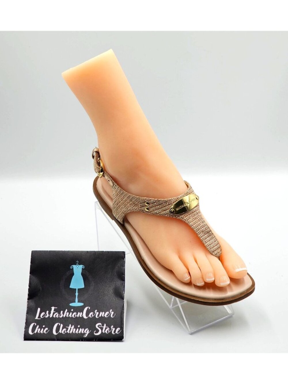 Michael Kors Women's Rose Gold Mk Plate Thong Flat Sandal Size 6M 2312 - Picture 14 of 16